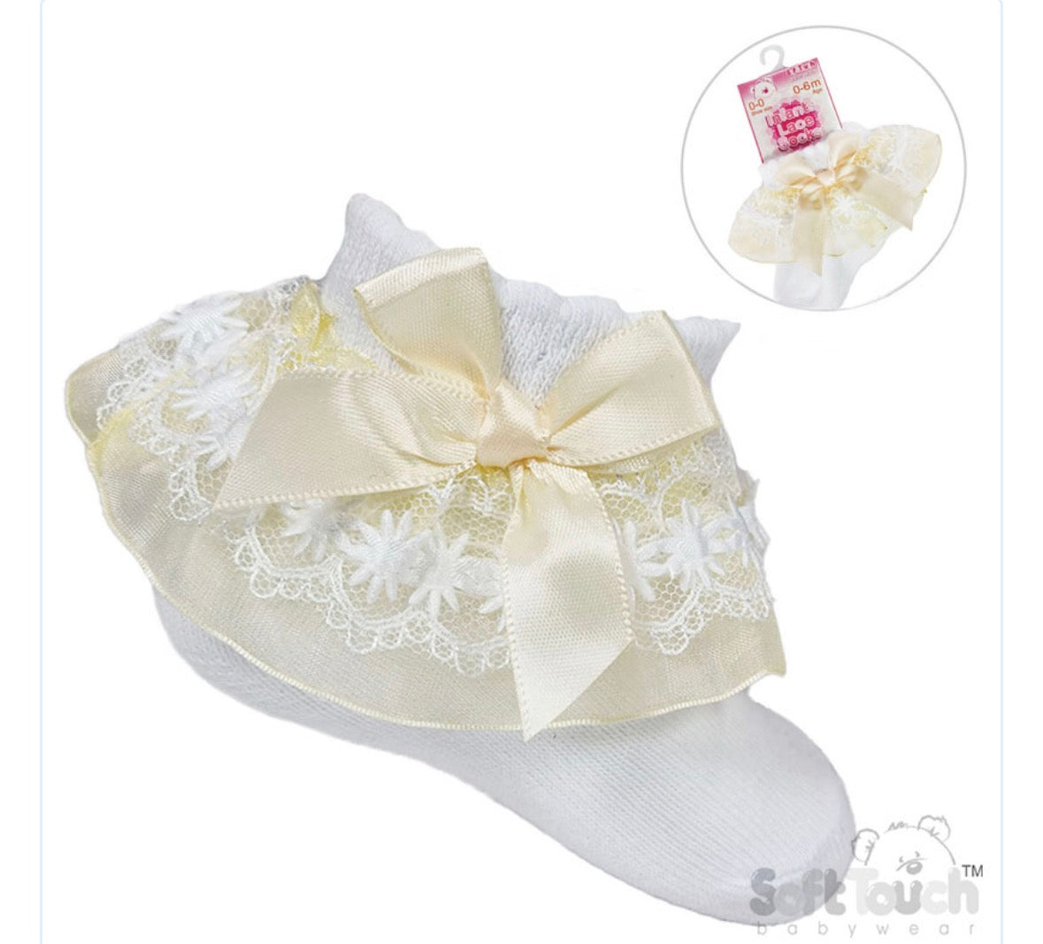 Yellow and white frill socks