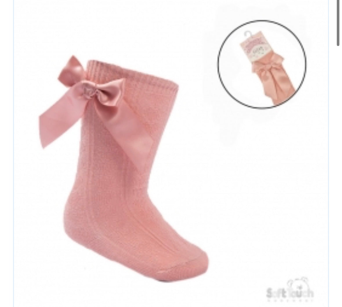 Dusty pink knee high bow socks