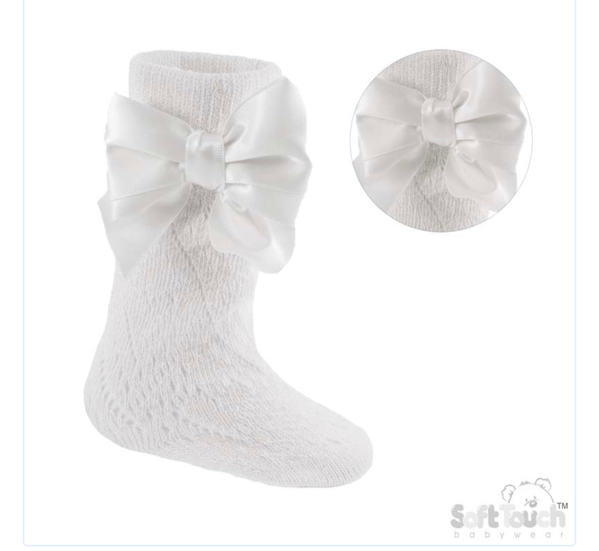 Open work knee high bow socks
