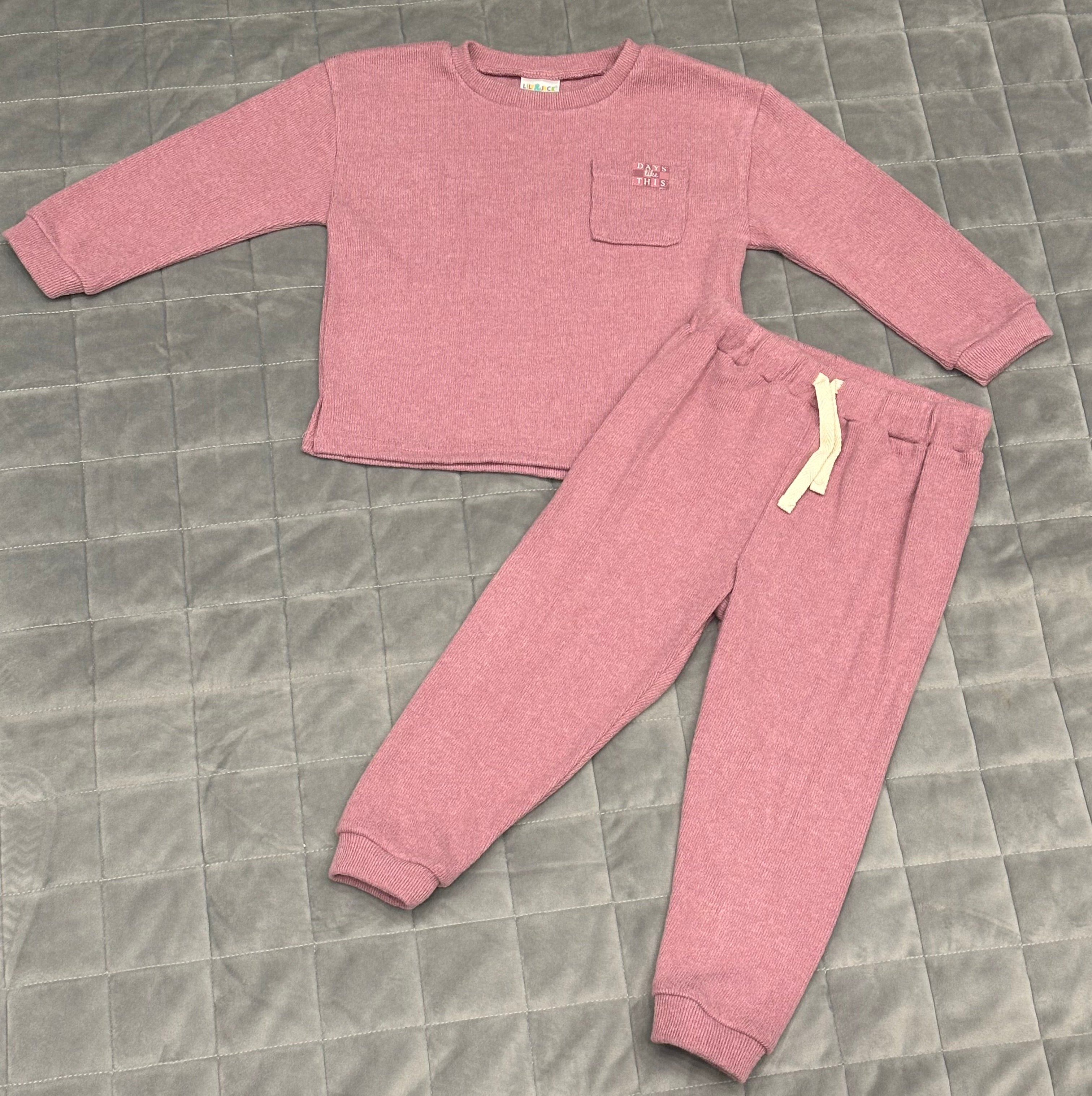 Brushed ribbed two piece set