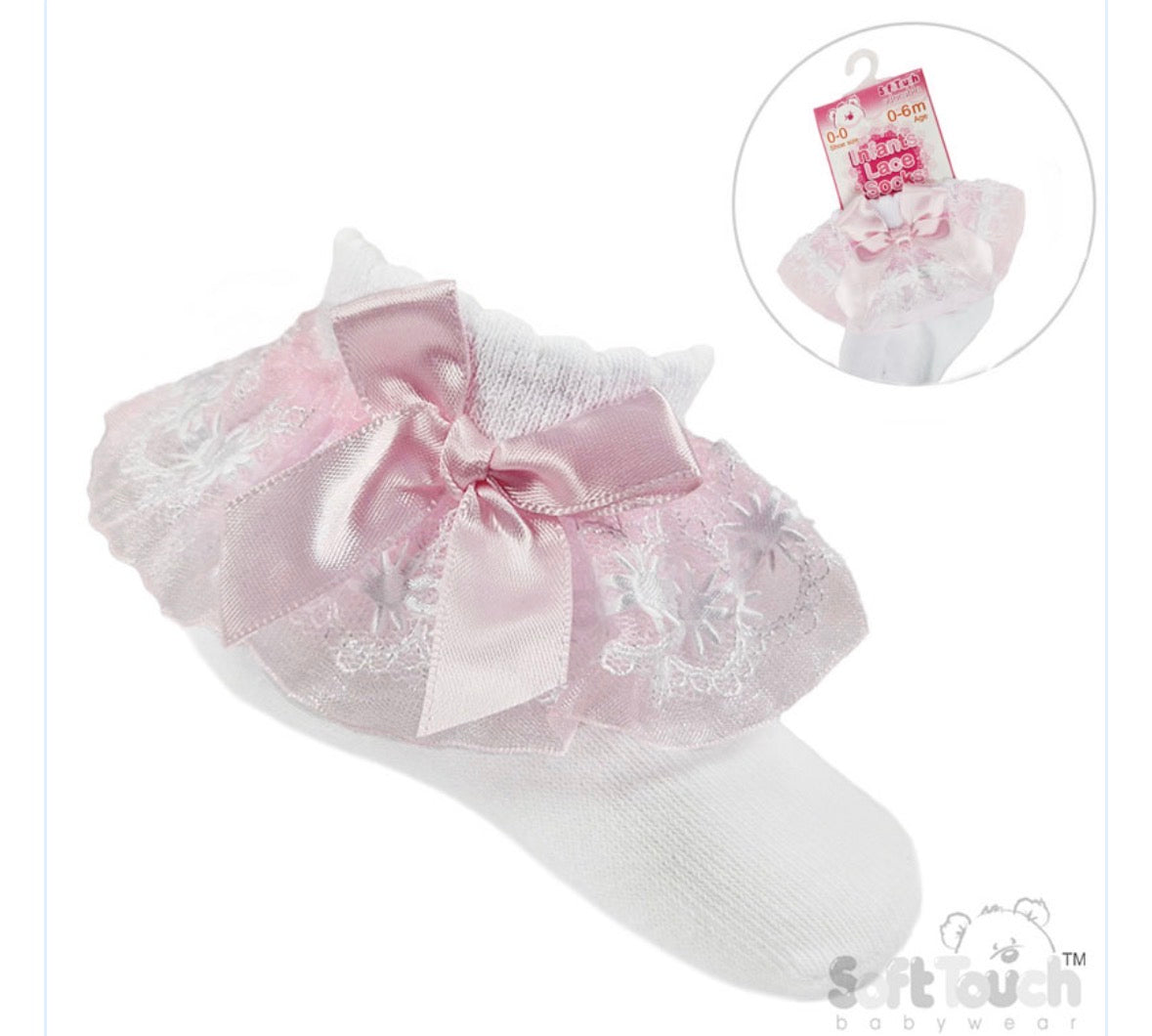 Pink and white frill socks