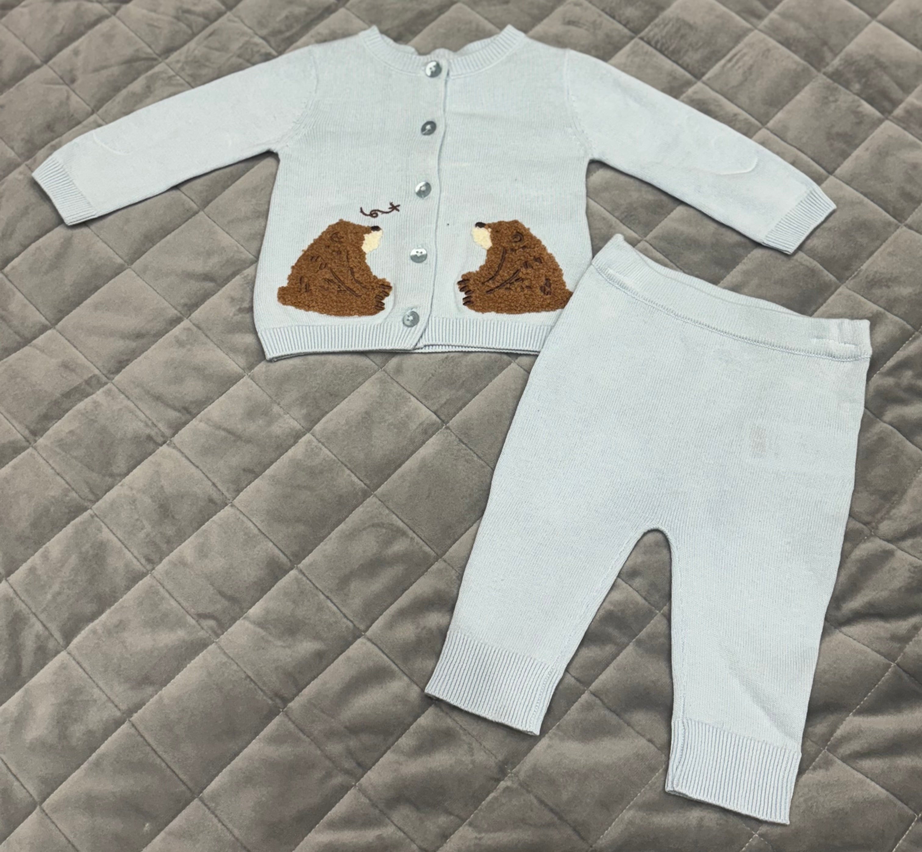 Boys bear soft knit set