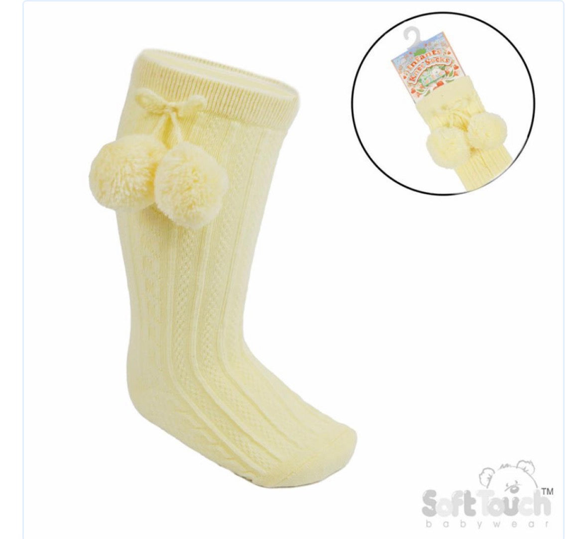 Lemon knee high pom socks