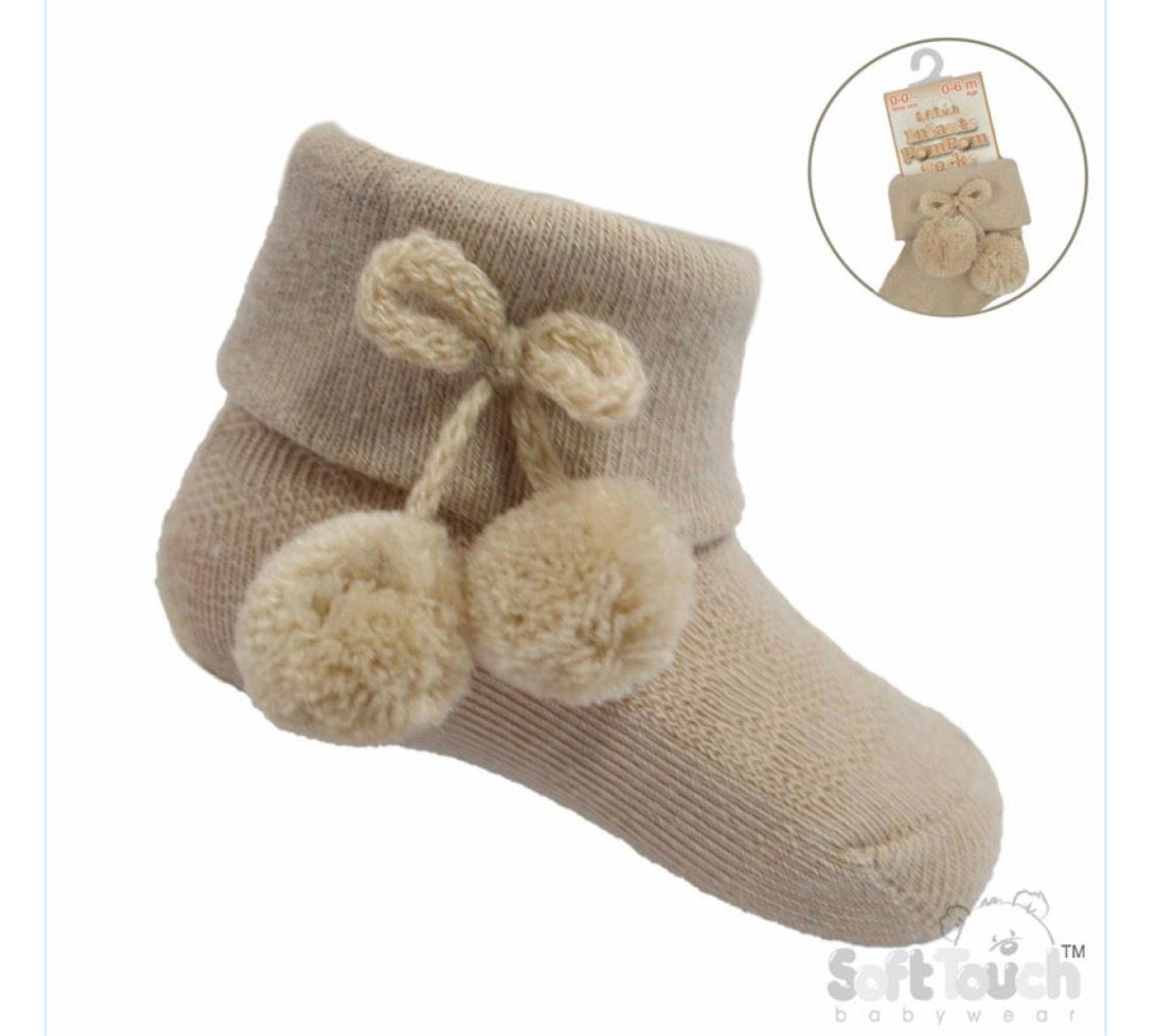 Beige ankle pom socks