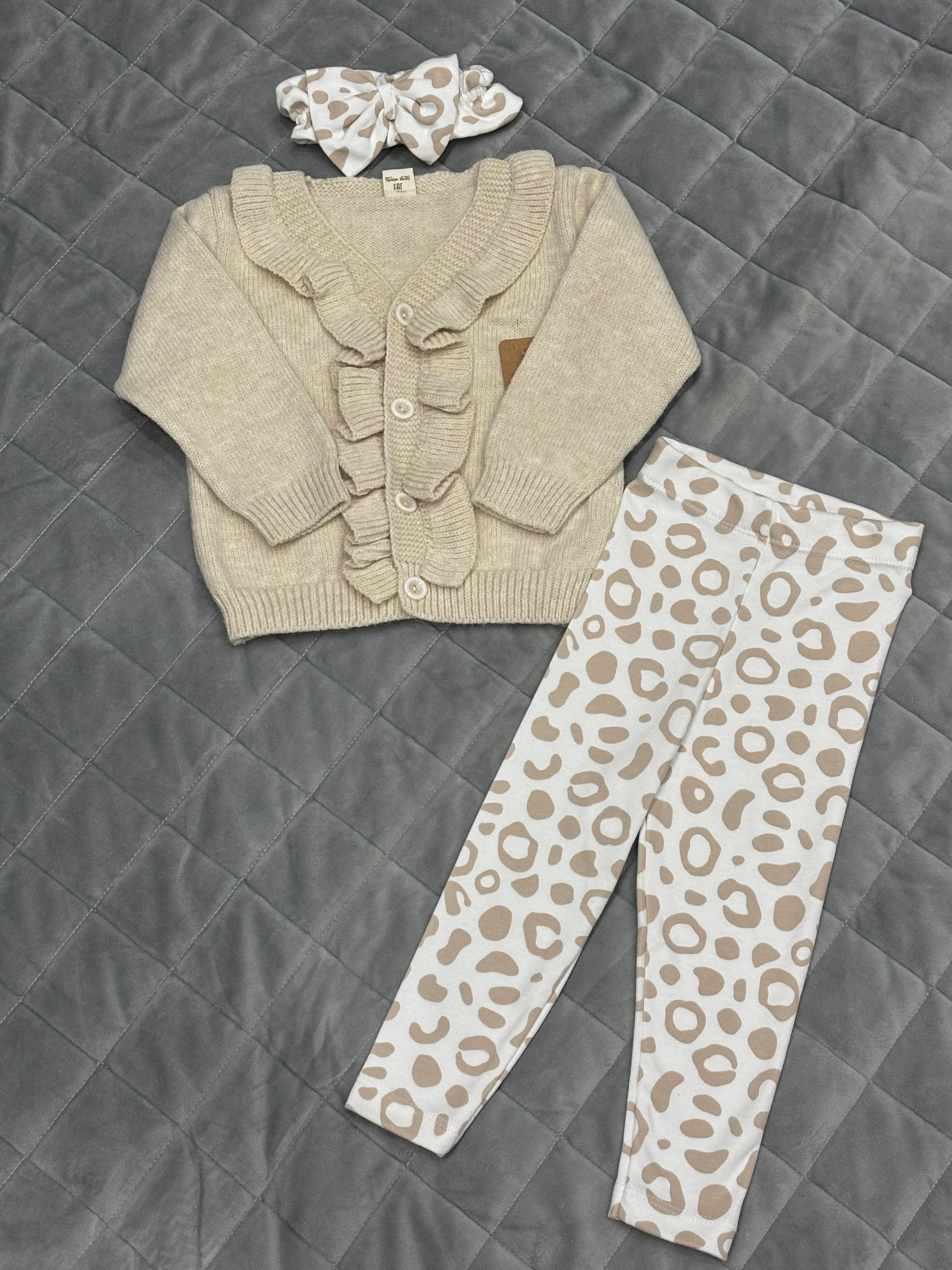 Cardigan and legging set with matching headband
