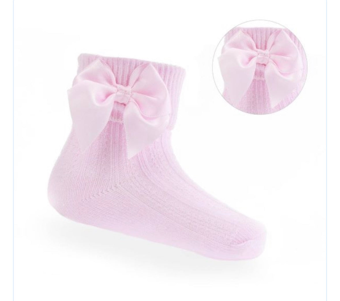 Pink bow ankle socks