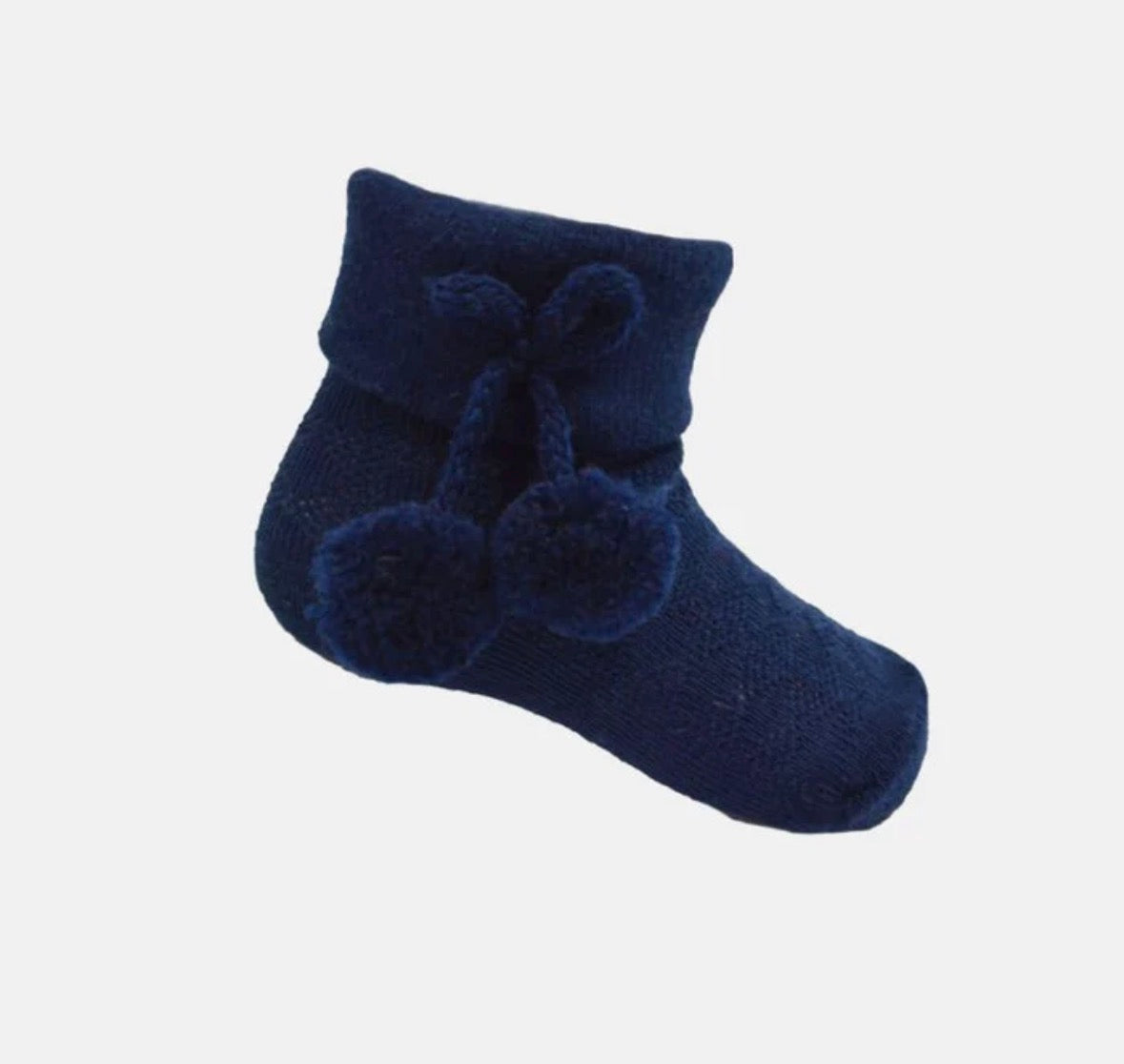 Navy ankle pom socks
