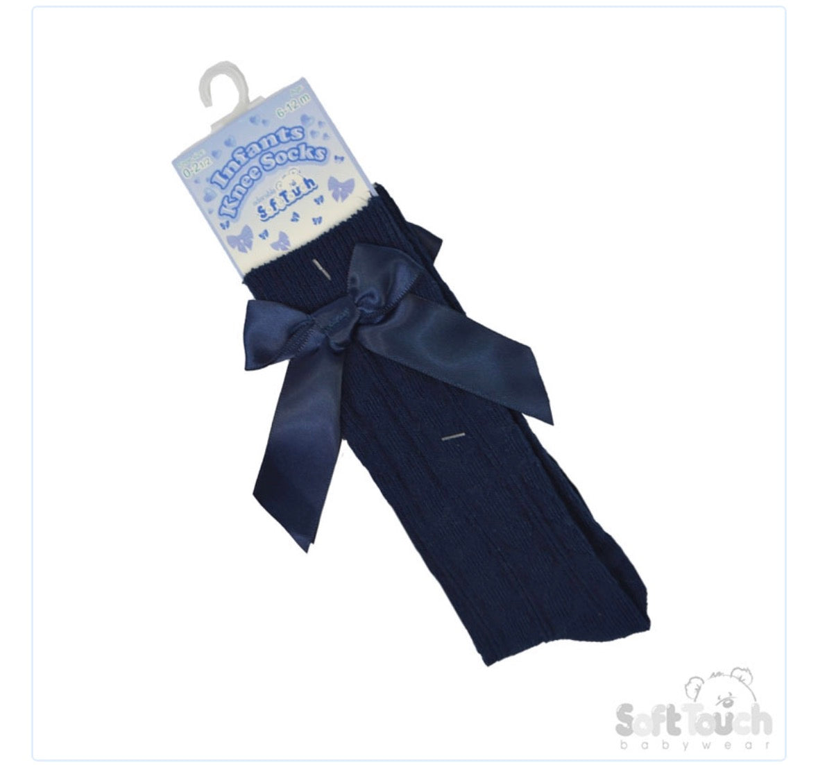 Navy knee high bow socks