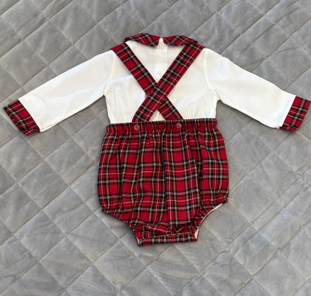 Boys top and tartan romper set