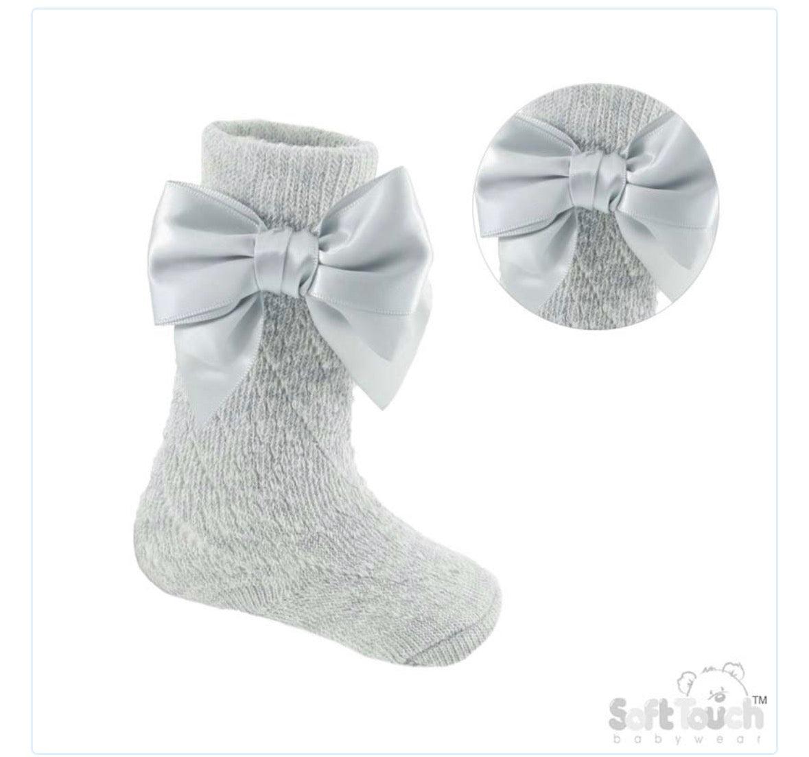 Open work knee high bow socks