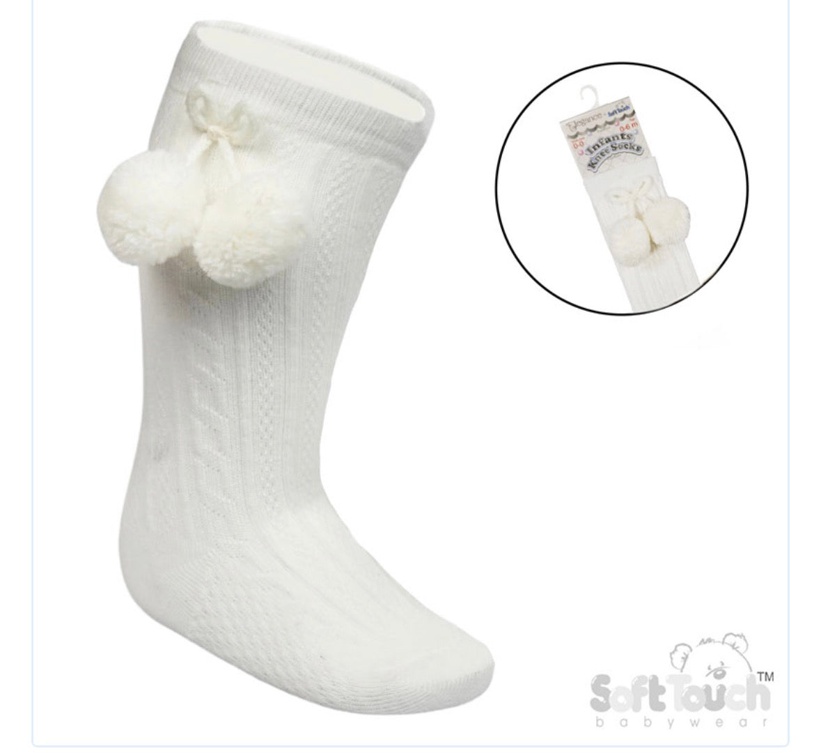 Ivory knee high pom socks