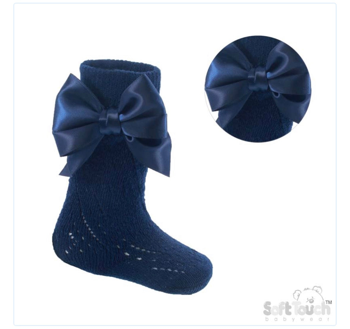 Open work knee high bow socks