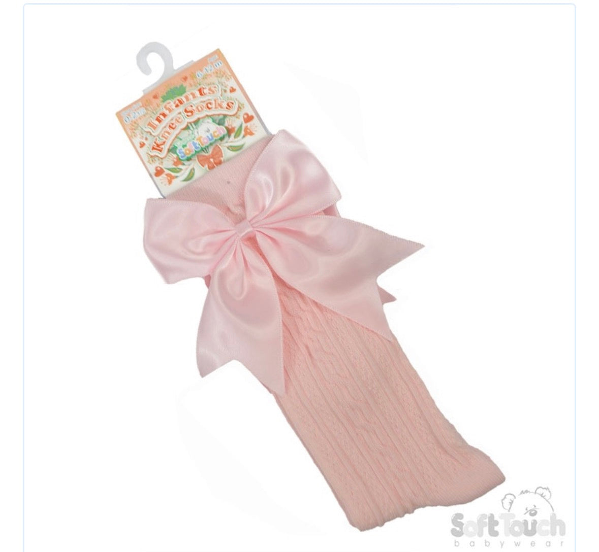 Pink knee high bow socks