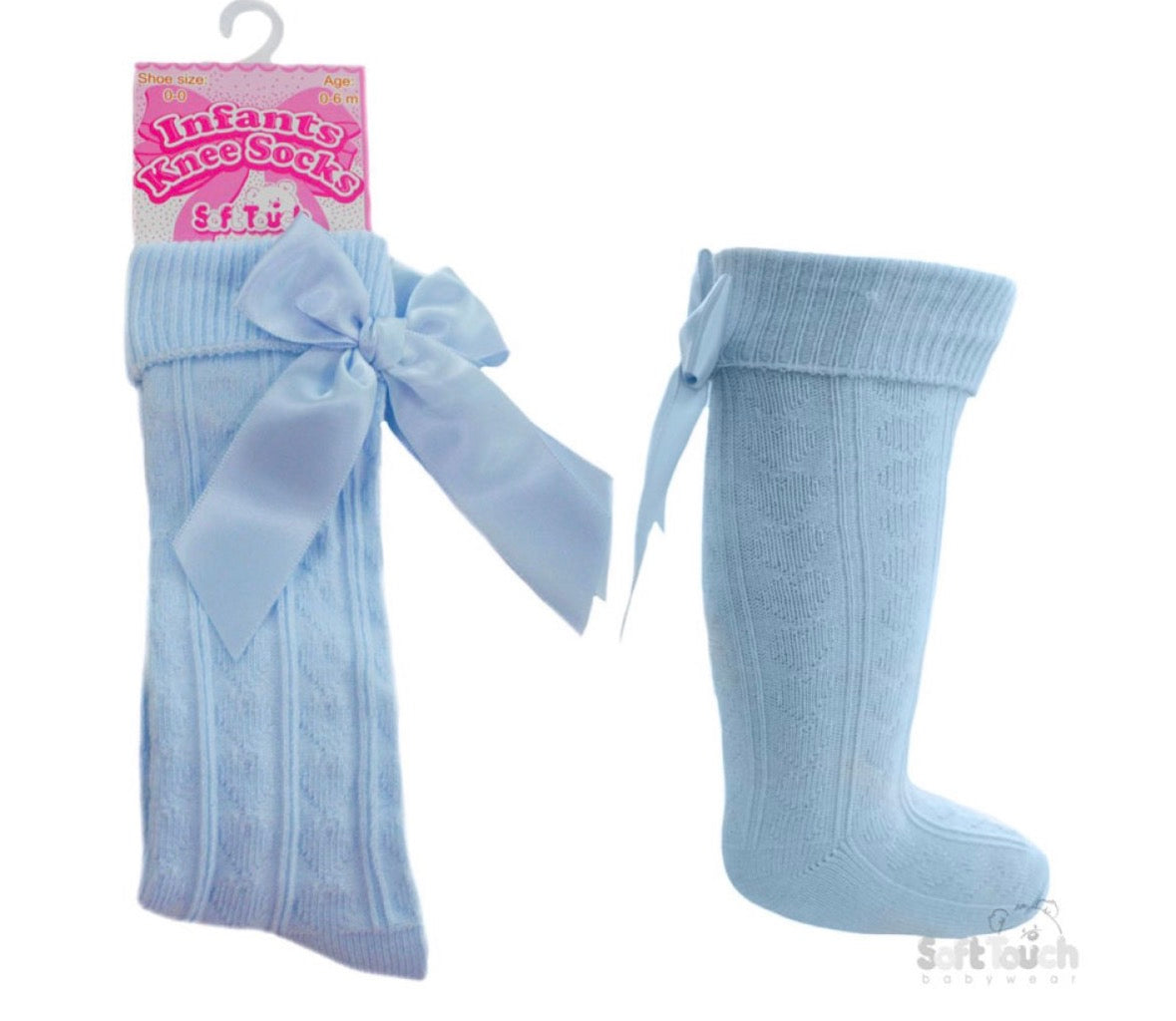 Blue knee high bow socks