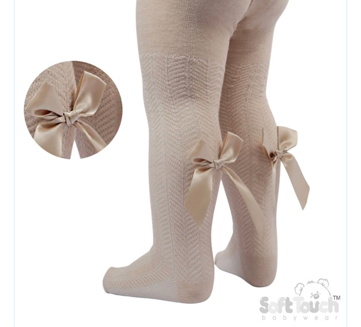 Beige bow tights