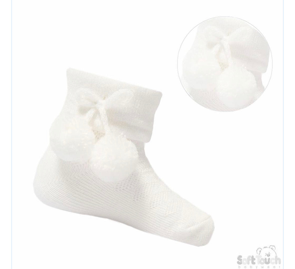 White ankle pom socks