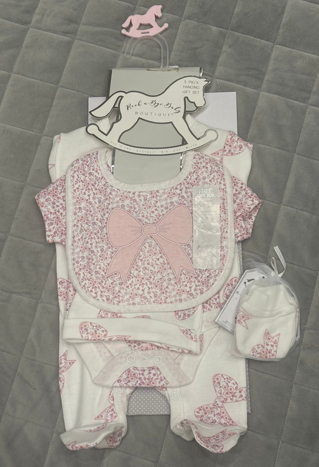 Baby girl bow print 5 piece set